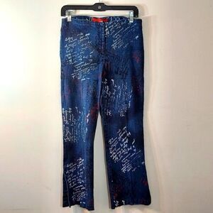 Vntg Necessary Objects Ady Gluck Frankel Graffati Denim Crop Pant XL (29" Waist)
